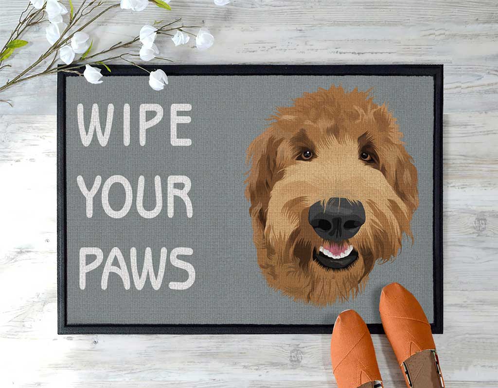 Brown Pawprints Area Rug Pet Themed Floor Mats White and Brown Floor Decor  Adorable Paw Print Throw Rug Living Room Decor for Dog Owners 