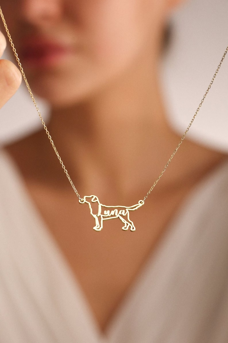 Hand Made Dog Necklace with Name