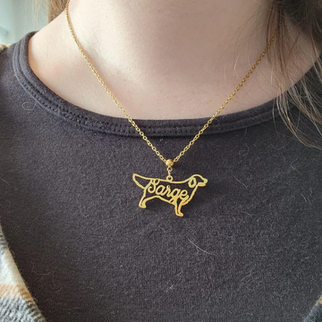 Hand Made Dog Necklace with Name